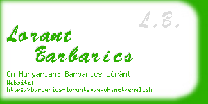 lorant barbarics business card